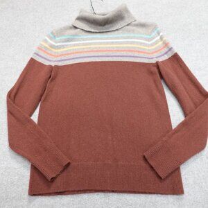 Lands' End Womens Sweater Medium Orange Long Sleeve 100% Cashmere Turtleneck